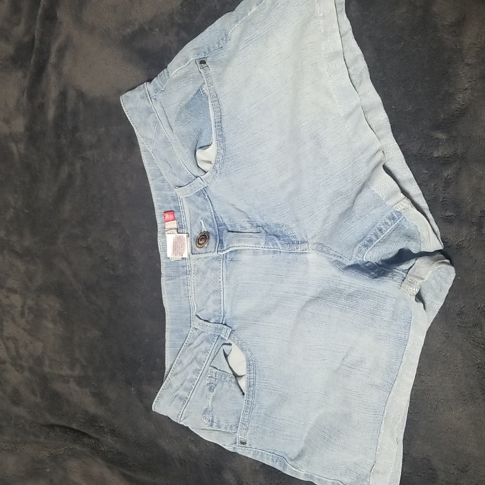 Low rise light blue shorts